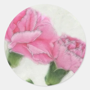 Pink Carnations 3 Classic Round Sticker