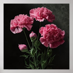 Pink Carnations Flower Art Print Poster