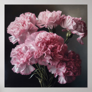 Pink Carnations Flower Art Print Poster
