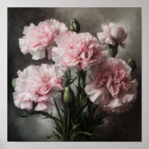 Pink Carnations Flower Art Print Poster