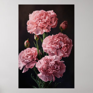 Pink Carnations Flower Art Print Poster