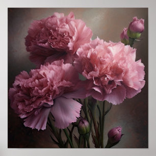 Pink Carnations Flower Art Print Poster