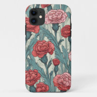 Pink carnations flower illustration