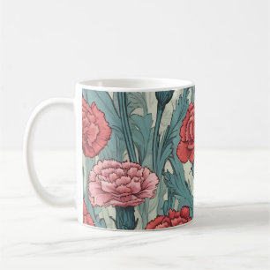 Pink carnations flower illustration coffee mug