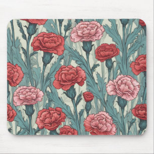 Pink carnations flower illustration mouse pad