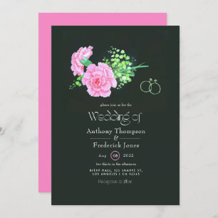 Pink Carnations Gay Wedding Invitation