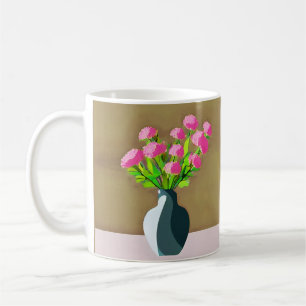 Pink Carnations in a Vase Modern Art Coffee Mug