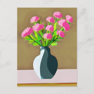 Pink Carnations in a Vase Modern Art Postcard