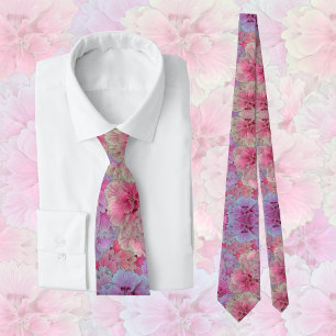 Pink Carnations in vintage style  Tie