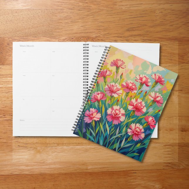 Pink Carnations Planner (Planner with pink carnations)