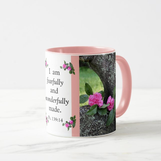 Pink Carnations Psalm Mug (Front Right)