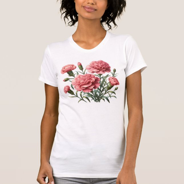 Pink Carnations slim fit T-Shirt (Front)