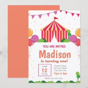 Pink Carnival Birthday Invitation