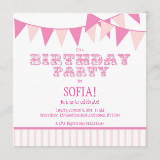 Pink Carnival Birthday Party Invite
