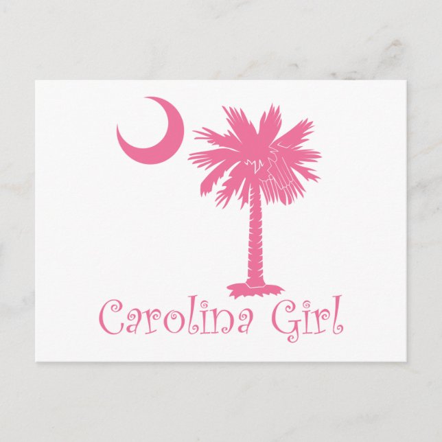 Pink Carolina Girl Palmetto Postcard (Front)
