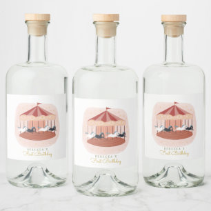 Pink Carousel Birthday  Gift Tags Liquor Bottle La Liquor Bottle Label