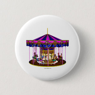 Pink Carousel Button Pin