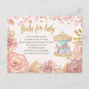 Pink Carousel Glitter Books for Baby Card