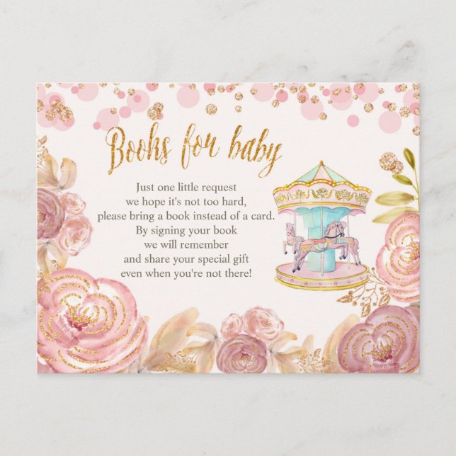 Pink Carousel Glitter Books for Baby Card (Front)