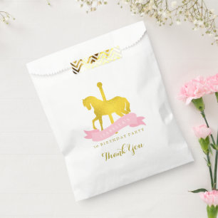 Pink Carousel Horse Birthday Party Favour Bag