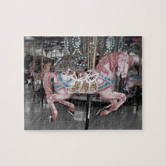 Pink carousel horse jigsaw puzzle (Horizontal)