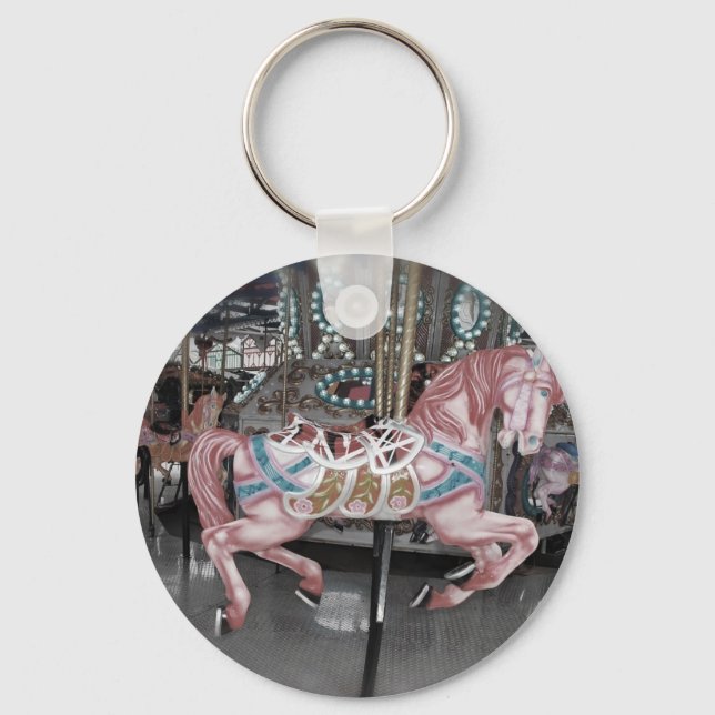 Pink carousel horse key ring (Front)