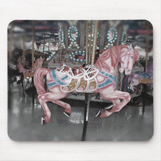Pink carousel horse mouse pad (Front)