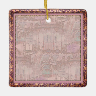 Pink Carousel Horses Ceramic Ornament