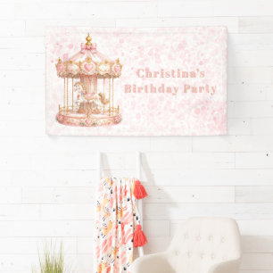 Pink Carousel Princess Birthday Party  Banner