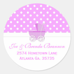 Pink Carriage and Polka Dots Address Labels