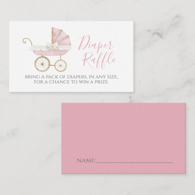 Pink Carriage Diaper Raffle Card (Front/Back)
