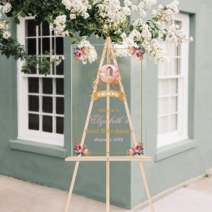 Pink Carriage Princess Baby Shower Welcome Acrylic Sign