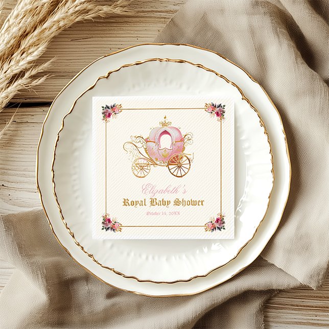 Pink Carriage Princess Fairytale Baby Shower  Napkin (Pink Carriage Princess Fairytale Baby Shower Napkins)