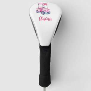 Pink cart monogram script golf head cover