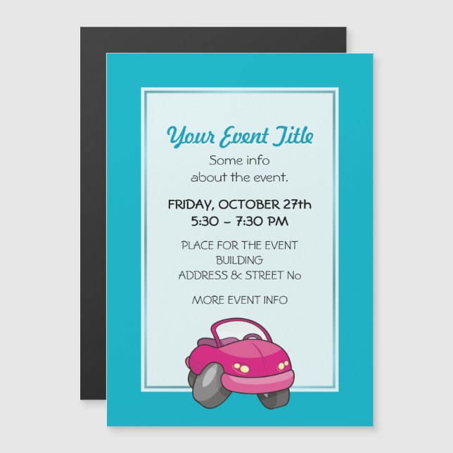 Pink Cartoon Car (Front/Back)