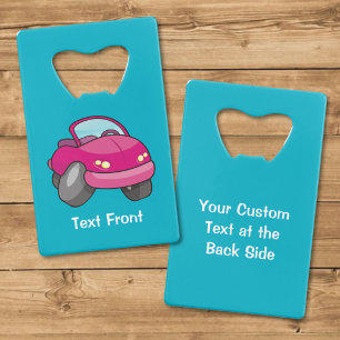 Pink Cartoon Car Credit Card Bottle Opener