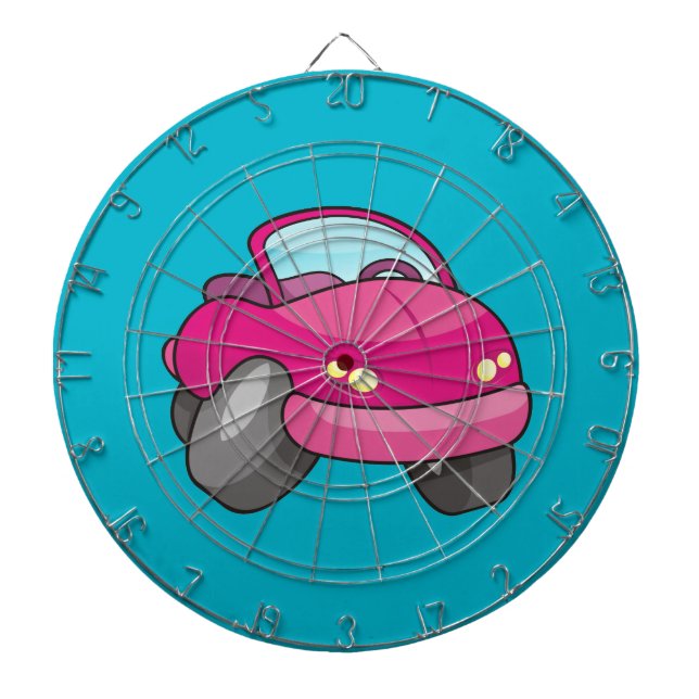 Pink Cartoon Car Dartboard (Front)