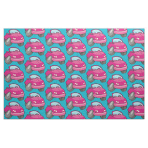 Pink Cartoon Car Fabric