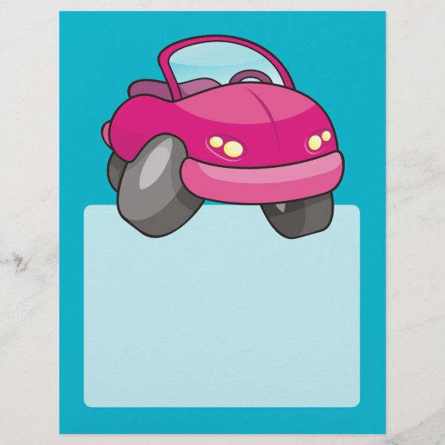 Pink Cartoon Car Flyer (Back)