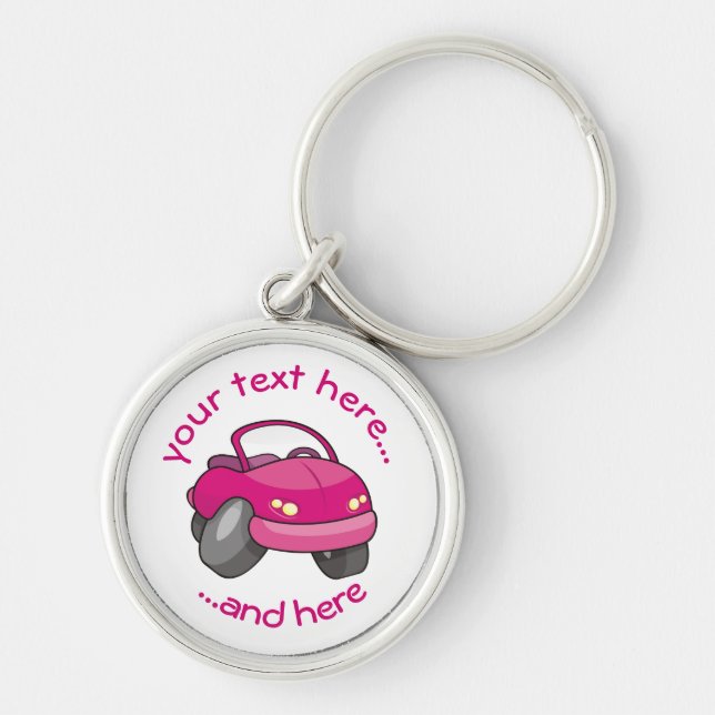 Pink Cartoon Car Key Ring (Front)