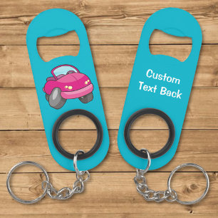 Pink Cartoon Car Keychain Bottle Opener