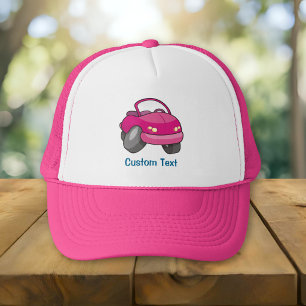 Pink Cartoon Car Trucker Hat