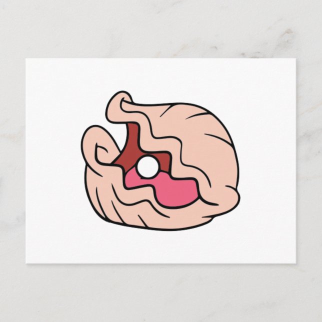 Pink Cartoon Clam with a Pearl in It Postcard (Front)