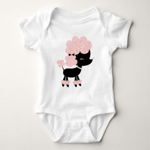 Pink Cartoon French Poodle Baby Bodysuit