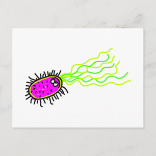 Pink Cartoon Germ Postcard