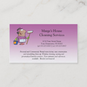 Pink Cartoon Maid House Cleaning Customer Loyalty Card