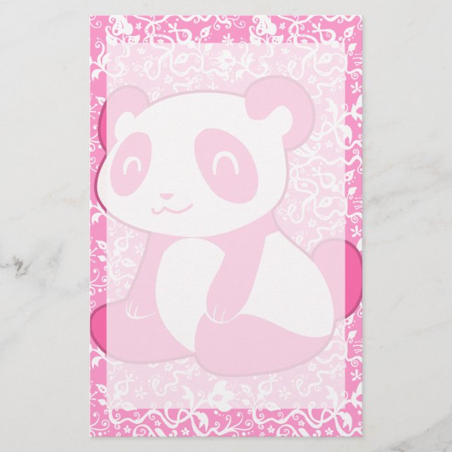 Pink Cartoon Panda Stationery (Front)