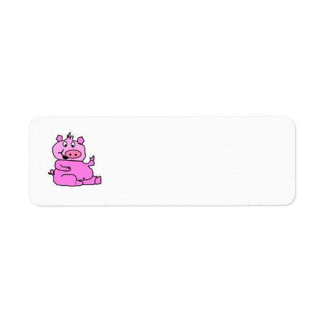 Pink Cartoon Pig Return Address Label (Front)