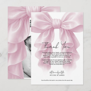 Pink Cascade Ruffle Bow Bridal Wedding Thank You Invitation