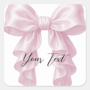 Pink Cascade Ruffle Bow Classy Bridal Shower  Square Sticker